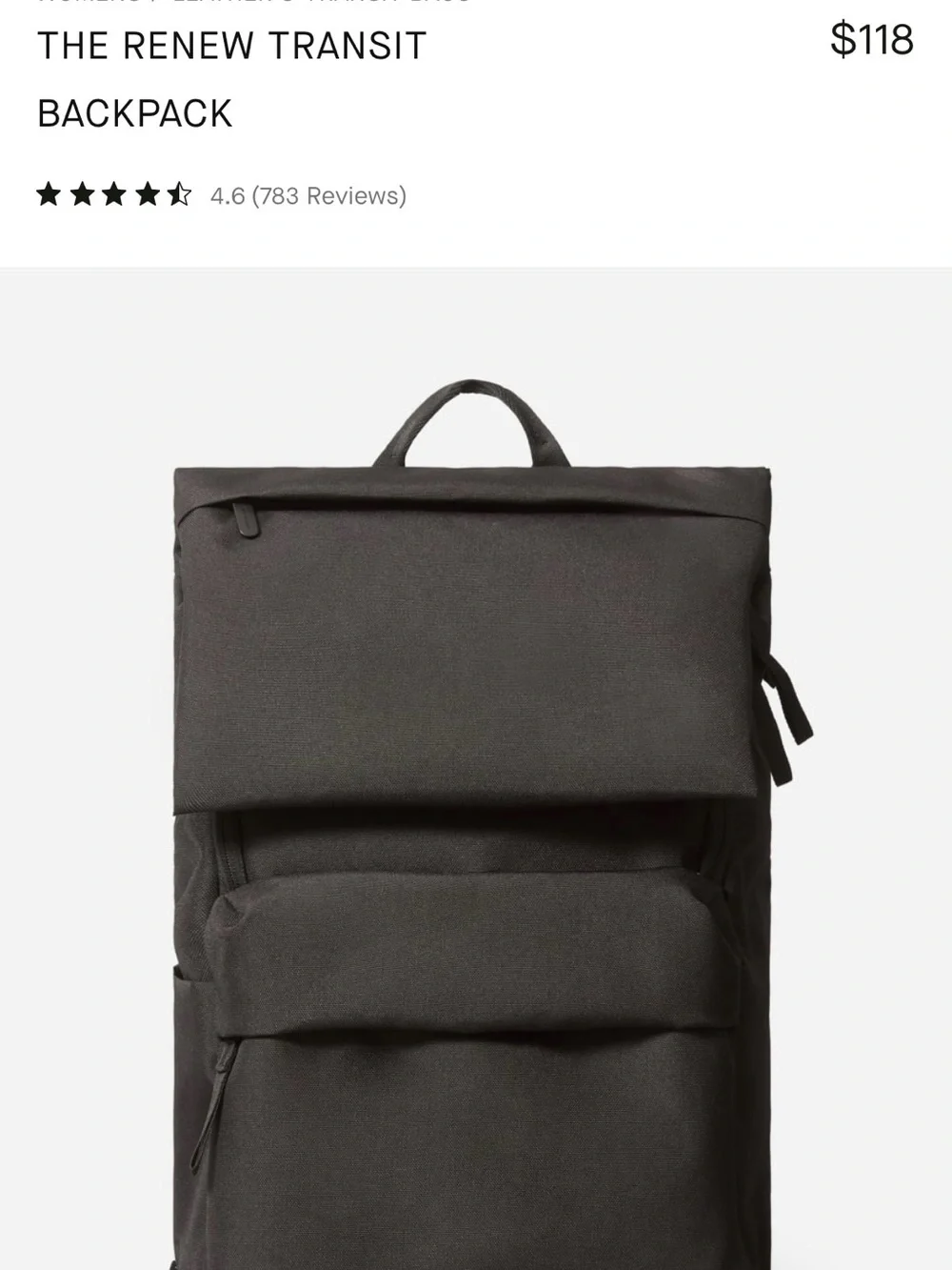 Unisex Renew Transit Backpack - Black